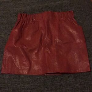 Faux leather mini red skirt Zara